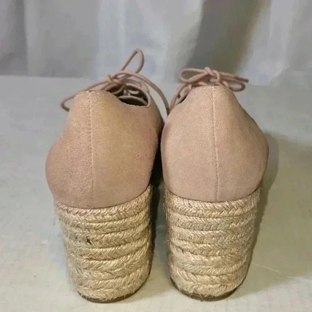 Bettye Mueller Concept Regina Mauve/‎ Blush Suede Lace Up Espadrille Wedges 7.5